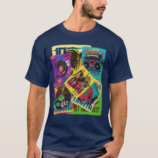 Graffiti 1980s Vintage Vinyl Muziek 90s 80s Feest  T-shirt