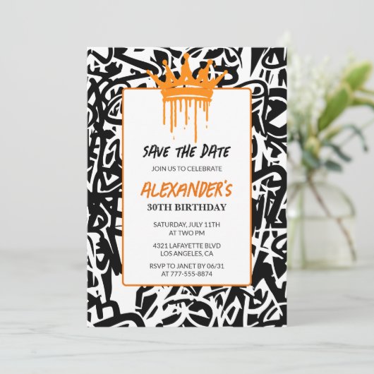 Graffiti 30e anniversaire invitation Enregistrer l (Debout devant)