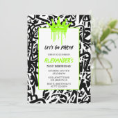 Graffiti 51ste verjaardag uitnodiging Hip Hop Crow (Staand voorkant)