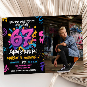 Graffiti 6 7 Meme Trend Zes Zeven Verjaardagsfoto Kaart