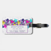 Graffiti abstract kleurrijk patroon met jouw naam bagagelabel (Achterkant horizontaal)