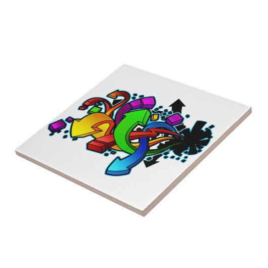 Graffiti Abstracte kunst Tegeltje (Zijkant)