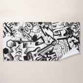 Graffiti Abstrait en noir et blanc  (Serviette de bain)