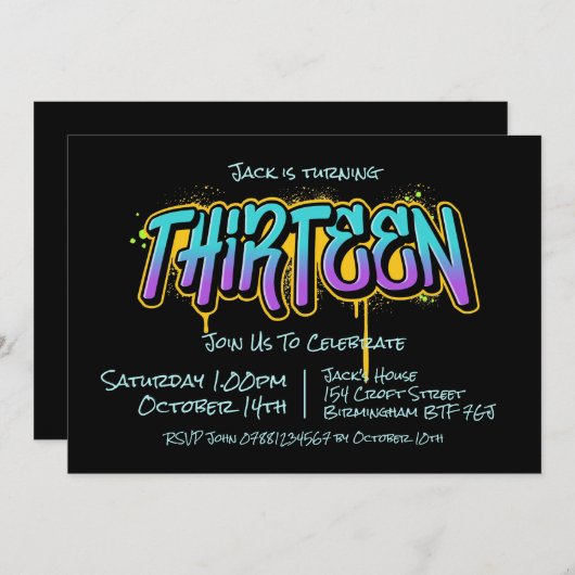 Graffiti Ado Treize Invitation (Devant / Derrière)