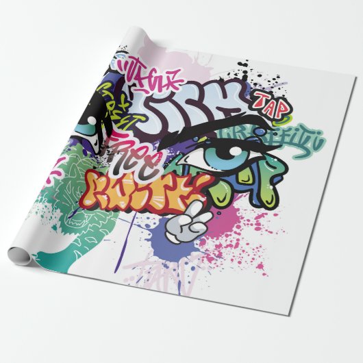 Graffiti afbeelding met straatgraffiti letters cadeaupapier (Uitgerold)