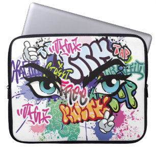 Graffiti afbeelding met straatgraffiti letters laptop sleeve