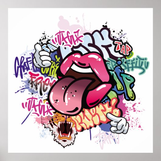 Graffiti afbeelding met straatgraffiti letters poster (Voorkant)