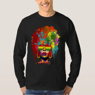 Graffiti Afro Splatter Black Woman Melanin Black H T-shirt