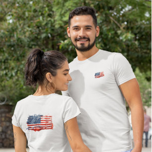 Graffiti Amerikaanse Vlag Voor- & Achterkant Ont T-shirt