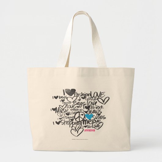 Graffiti Aqua Grote Tote Bag (Voorkant)