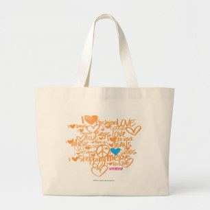 Graffiti Aqua/Sinaasappel Grote Tote Bag