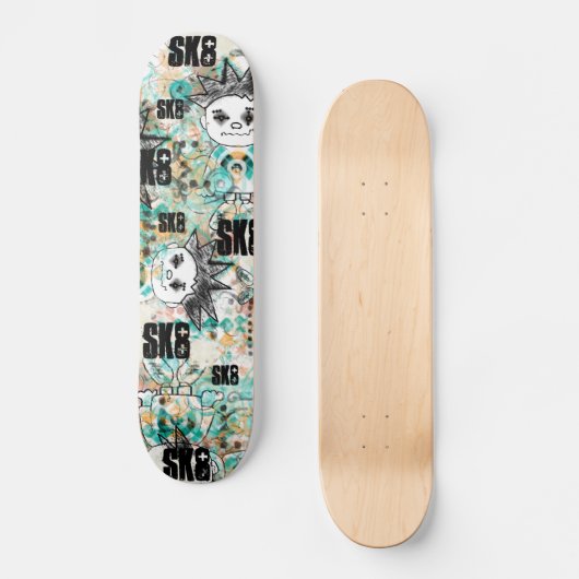 Graffiti Argyle Guy +Text Skateboard (Voorkant)