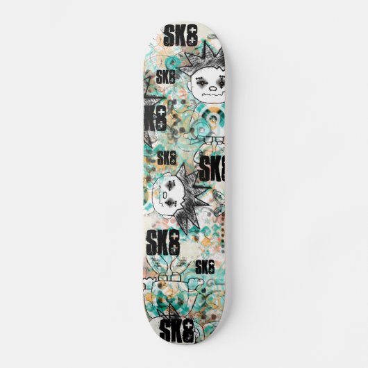 Graffiti Argyle Man +Tekst Skateboard (Voorkant)
