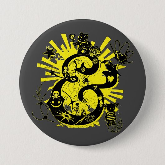 Graffiti Art Ampersand Ronde Button 7,6 Cm (Voorkant)