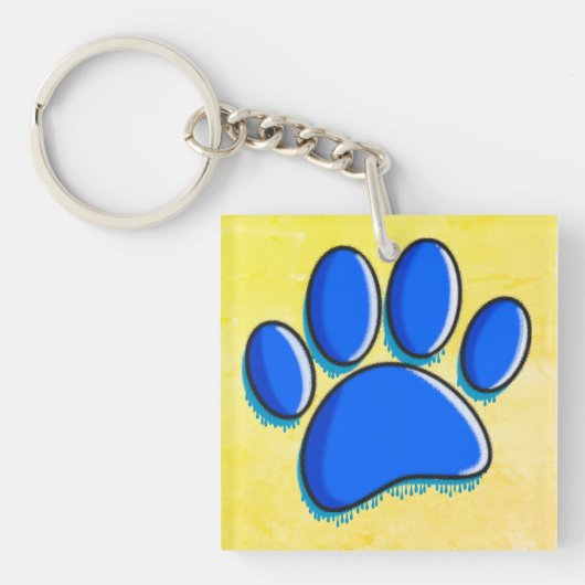 Graffiti Art Dog Paw Print Sleutelhanger (voorkant)