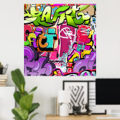 Graffiti art mot maison bureau décoration poster (Bureau à domicile)