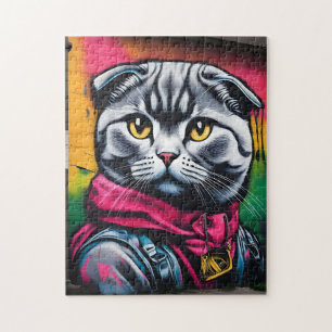 Graffiti Art of a Scottish Fold Cat Legpuzzel