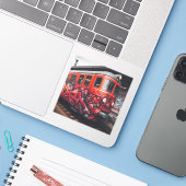 Graffiti Art op maat gesneden vinyl Sticker (Laptop met iPhone)