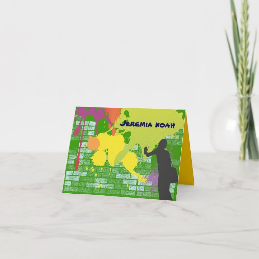 Graffiti Artist Bar Bat Mitzvah Thank You Card (Devant)