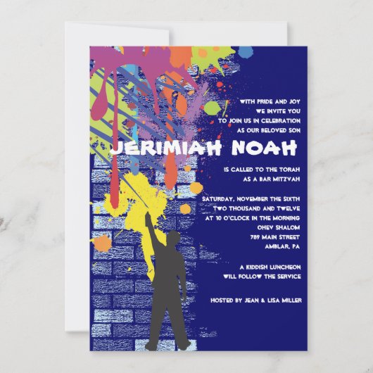 Graffiti Artist Bar Bat Mitzvah Uitnodiging (Voorkant)