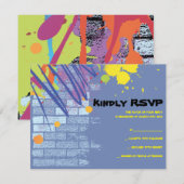 Graffiti Artist Girl Bat Mitzvah Invite Reply Card Kaart (Voorkant / Achterkant)