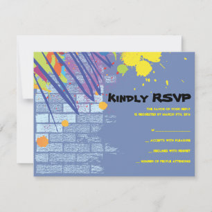 Graffiti Artist Girl Bat Mitzvah Invite Reply Card Kaart