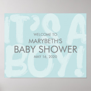 Graffiti Baby shower bleu Affiche de bienvenue