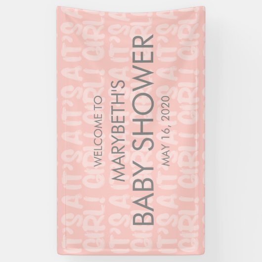 Graffiti Baby shower rose bannière de bienvenue (Vertical)