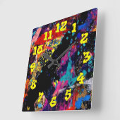 Graffiti Background w/Graffiti Numbers-07 Vierkante Klok (Hoek)