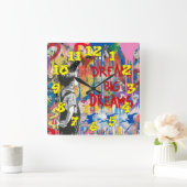 Graffiti Background w/Graffiti Numbers-11 Vierkante Klok (Huis)