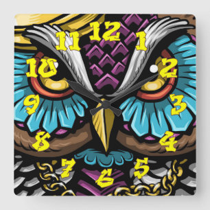 Graffiti Background w/Graffiti Numbers-12 Vierkante Klok