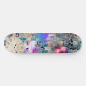 Graffiti, bakstenen muur, schedel, klok, graphics skateboard (Horizontaal)