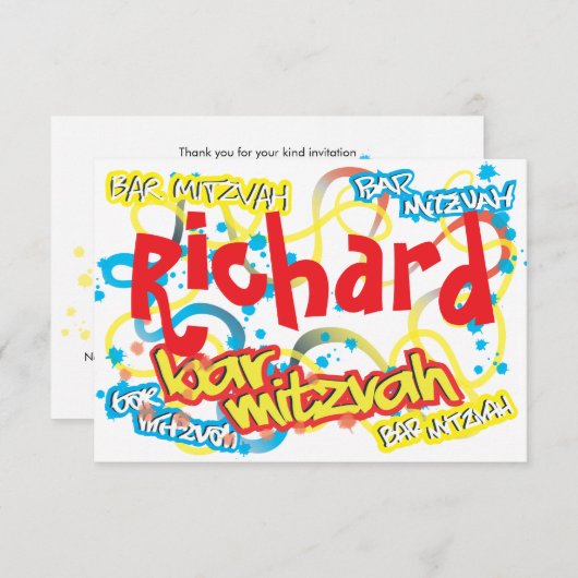 Graffiti Bar Mitzvah RSVP (Devant / Derrière)