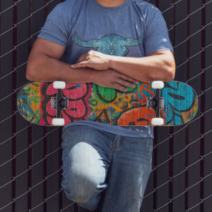 Graffiti Bedekte Stedelijke Muur Unisex Skateboard