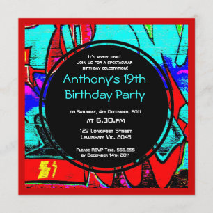 Graffiti Birthday Uitnodiging
