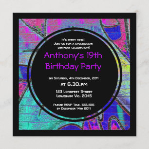 Graffiti Birthday Uitnodiging