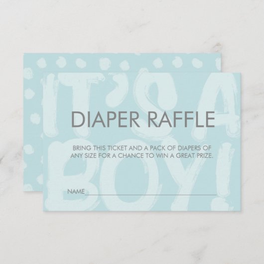 Graffiti Blau Baby Shower Luier Raffle Ticket Kaart (Voorkant / Achterkant)