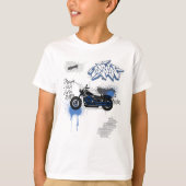 Graffiti bleu et gris pour moto garçons T-shirt (Devant)