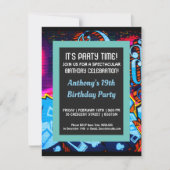 Graffiti Blue Abstarct Birthday Invitation Kaart (Voorkant)