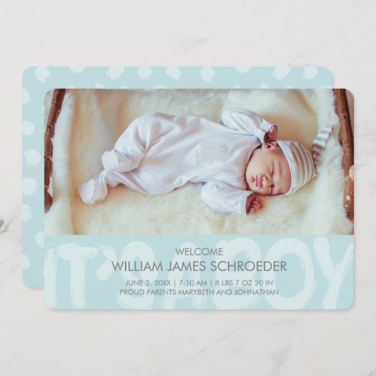 Graffiti Blue Baby Faire-part de naissance Card (Devant / Derrière)