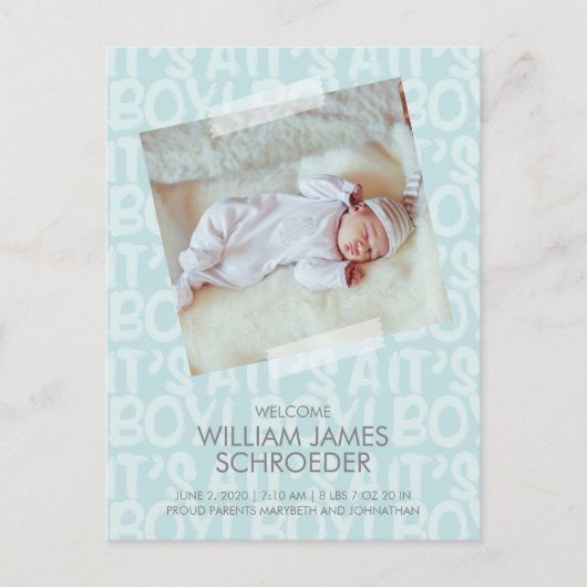 Graffiti Blue Baby Faire-part de naissance Carte p (Devant)