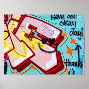 Graffiti Blue Pink Urban Street Art Poster