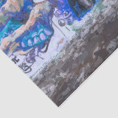 Graffiti Blue Urban Grunge Street Wall Schilting Tissuepapier (Detail)