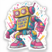 Graffiti Bot – Autocollant de robot de dessin anim (Recto)