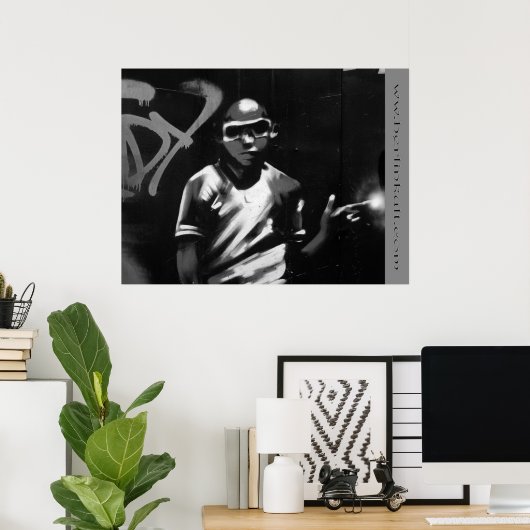 Graffiti Boy black Poster (Thuiskantoor)