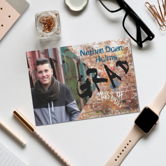 Graffiti Brick Wall Afstudeerder Aankondiging Foto