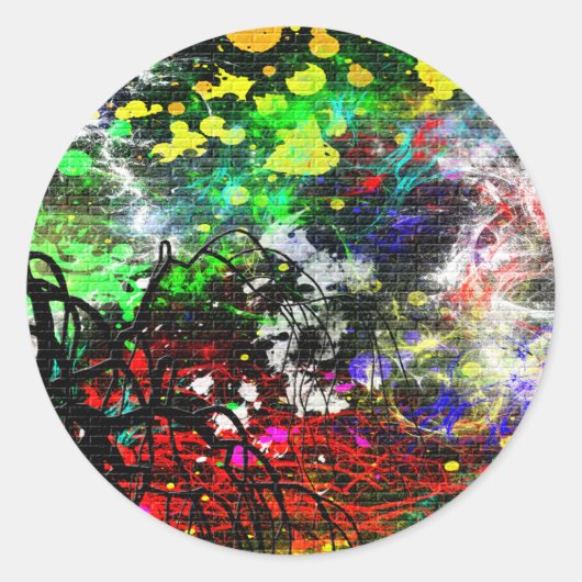 Graffiti Brick Wall Ronde Sticker (Voorkant)