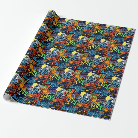 Graffiti Bricks: Urban Abstract Cadeaupapier (Uitgerold)