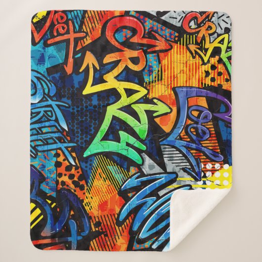 Graffiti Bricks: Urban Abstract Sherpa Deken (Voorkant)