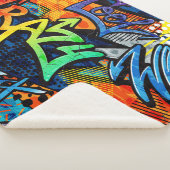 Graffiti Bricks: Urban Abstract Sherpa Deken (3/4)
